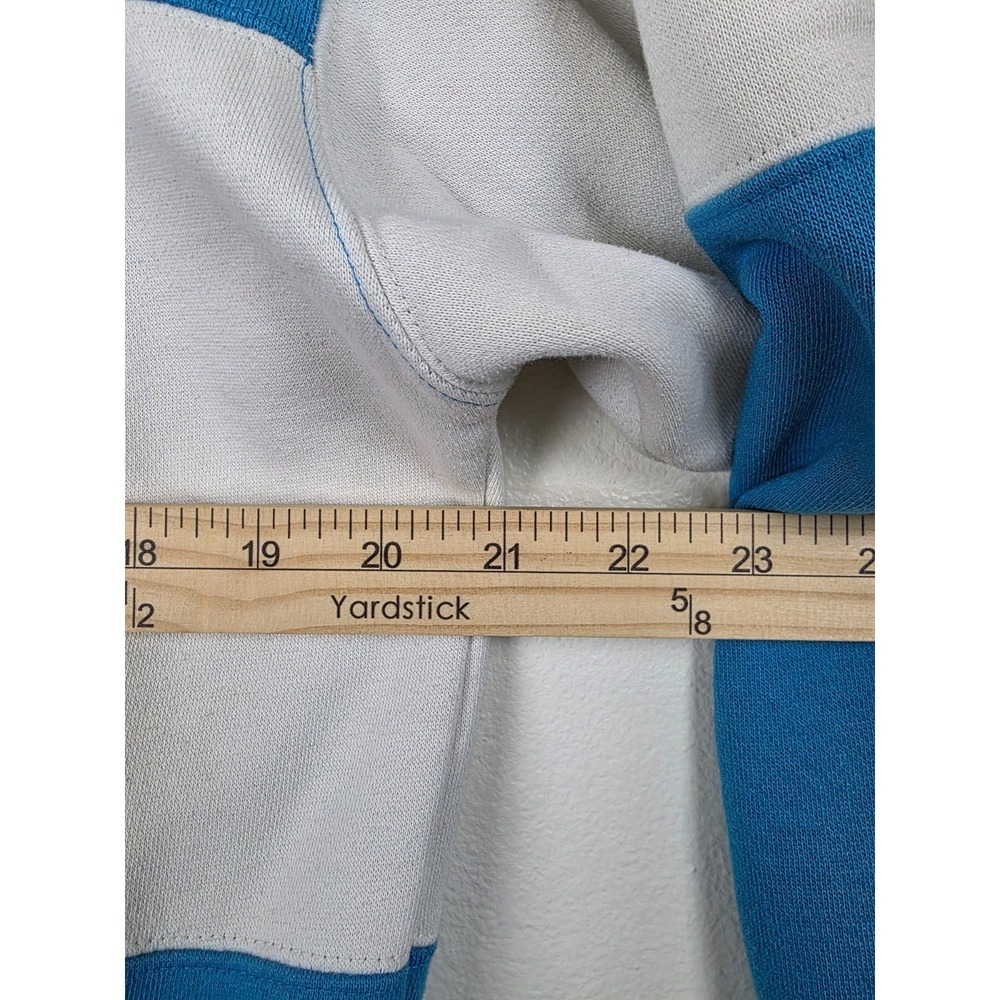 VTG 90s Cheetah Sweatshirt Unisex M Blue White Two Tone Button‎ Crew Neck Collar - Picture 7 of 11